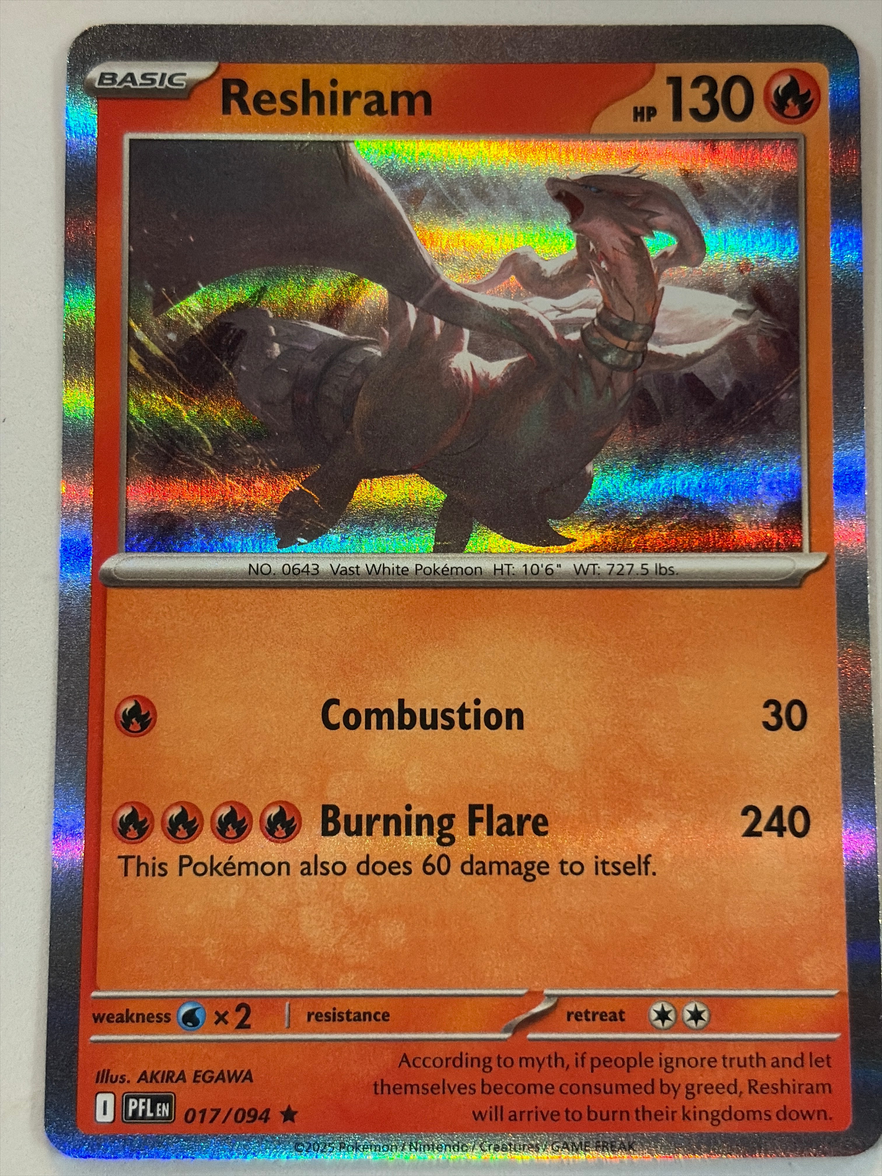 Carta Reshiram PFL EN 017/094 Holofoil