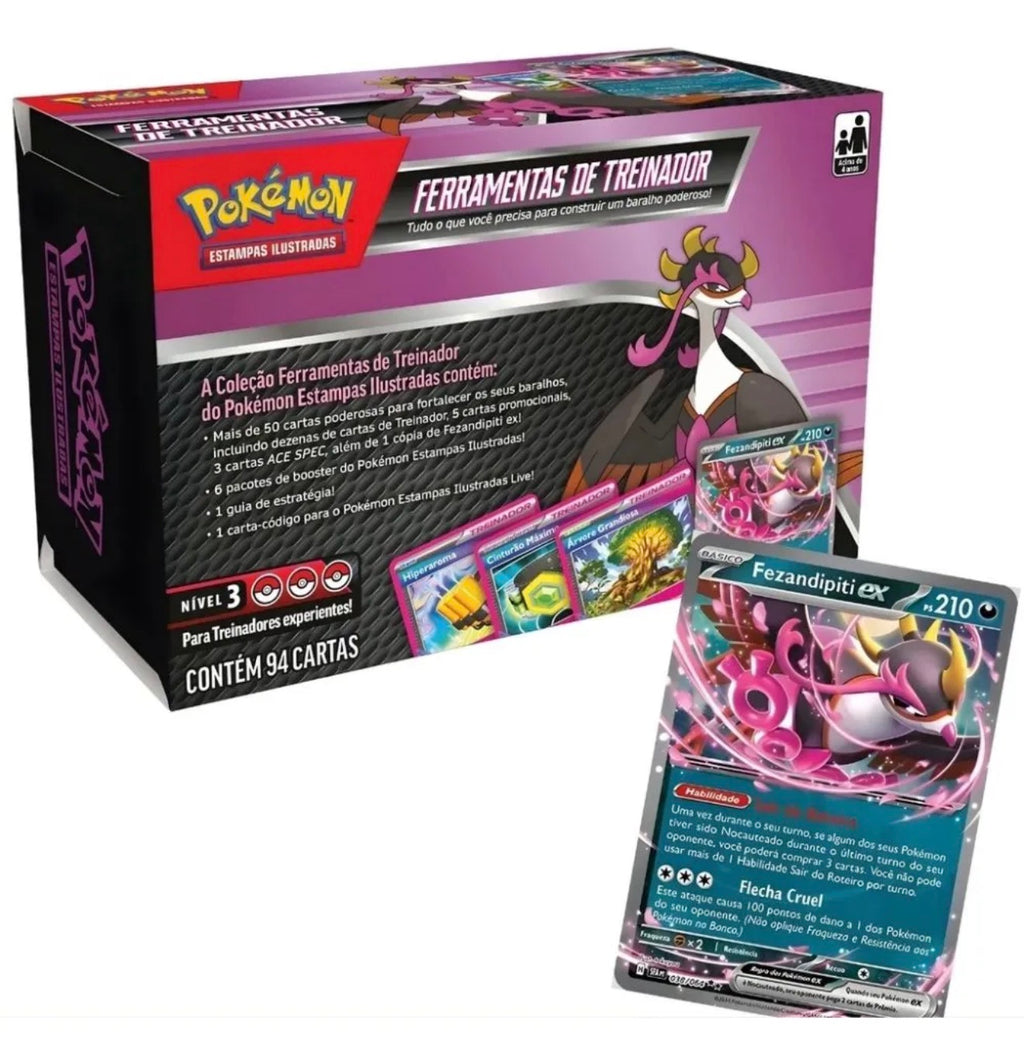 Pokemon Box Treinador Ferramentas 94 Cartas Fezandipiti Ex Fezandipiti Português