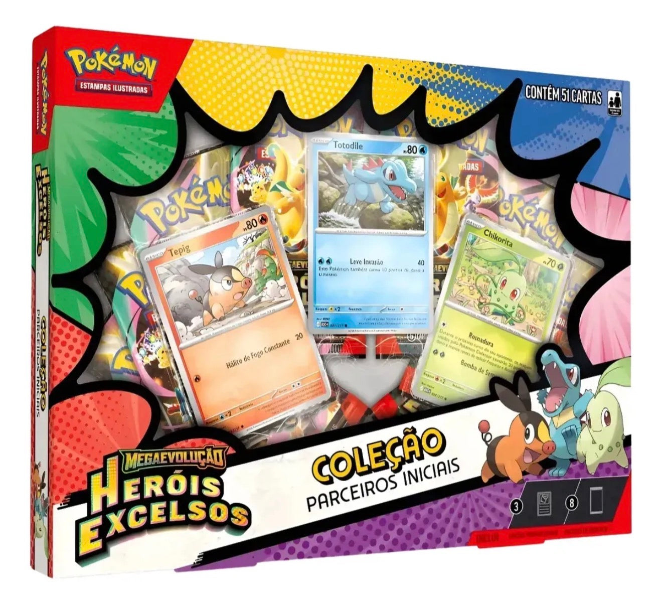 Cartas Pokémon Box Coleção Parceiros Iniciais 51 Cards Copag
