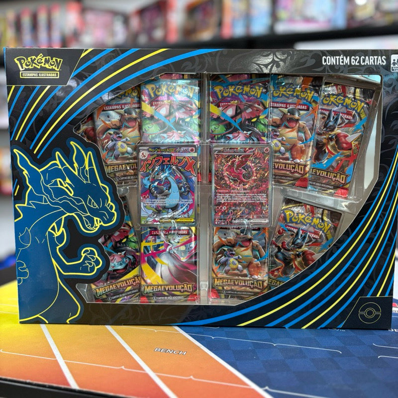 ￼Box Pokémon TCG Mega Charizard X ex com 10 Boosters