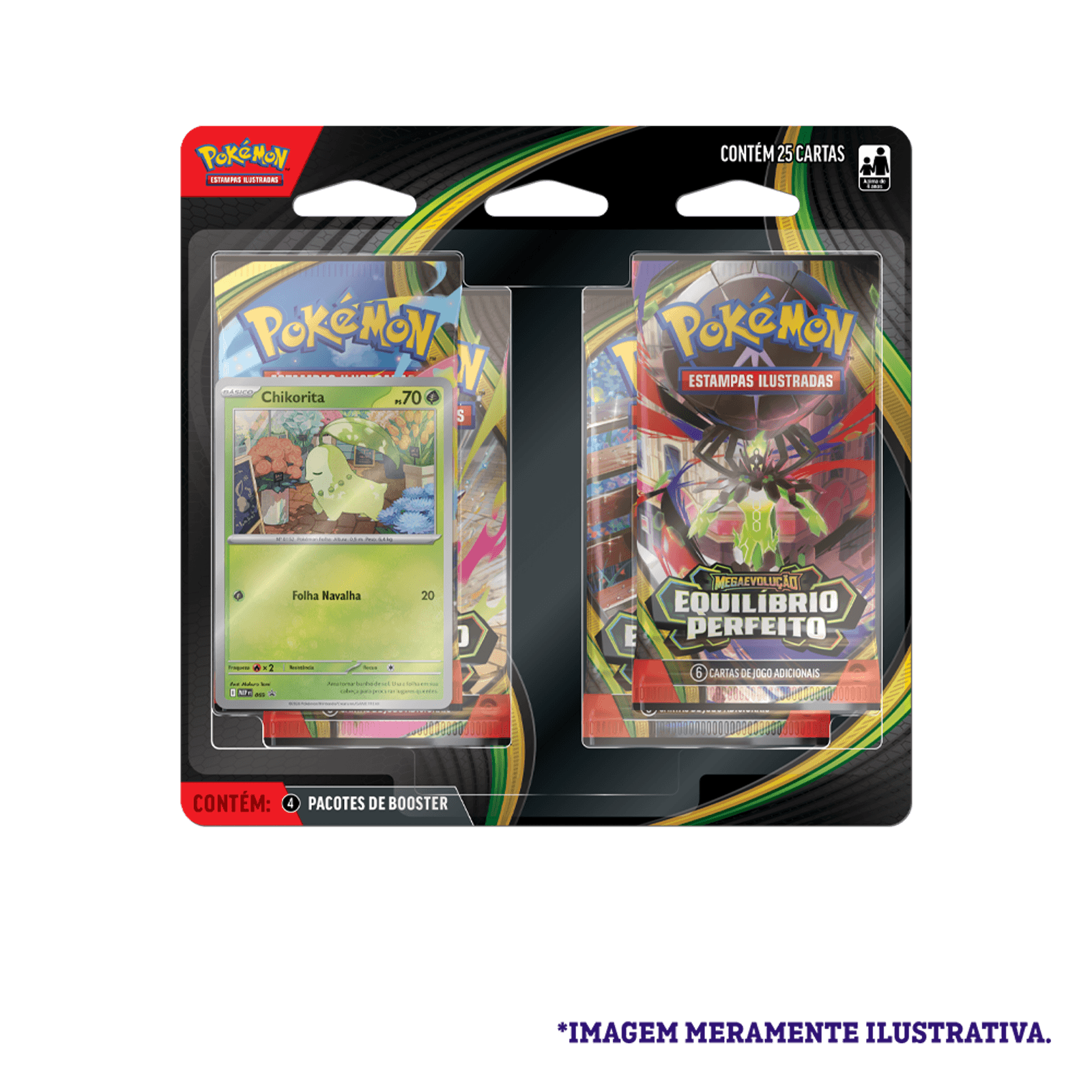 Blister Quadrúplo Pokémon Chikorita ME03 Equilíbrio Perfeito